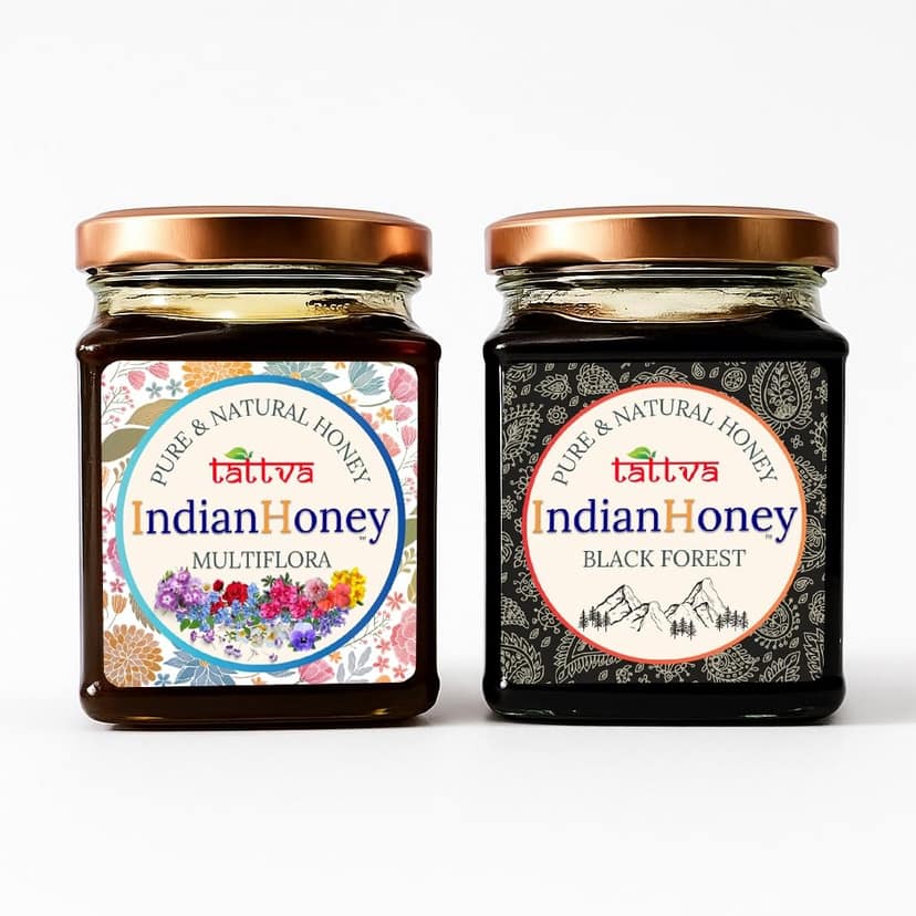 IndianHoney Himalayan Multiflora & Black Forest (Honeydew) Honey Combo Pack (230gm & 230gm)
