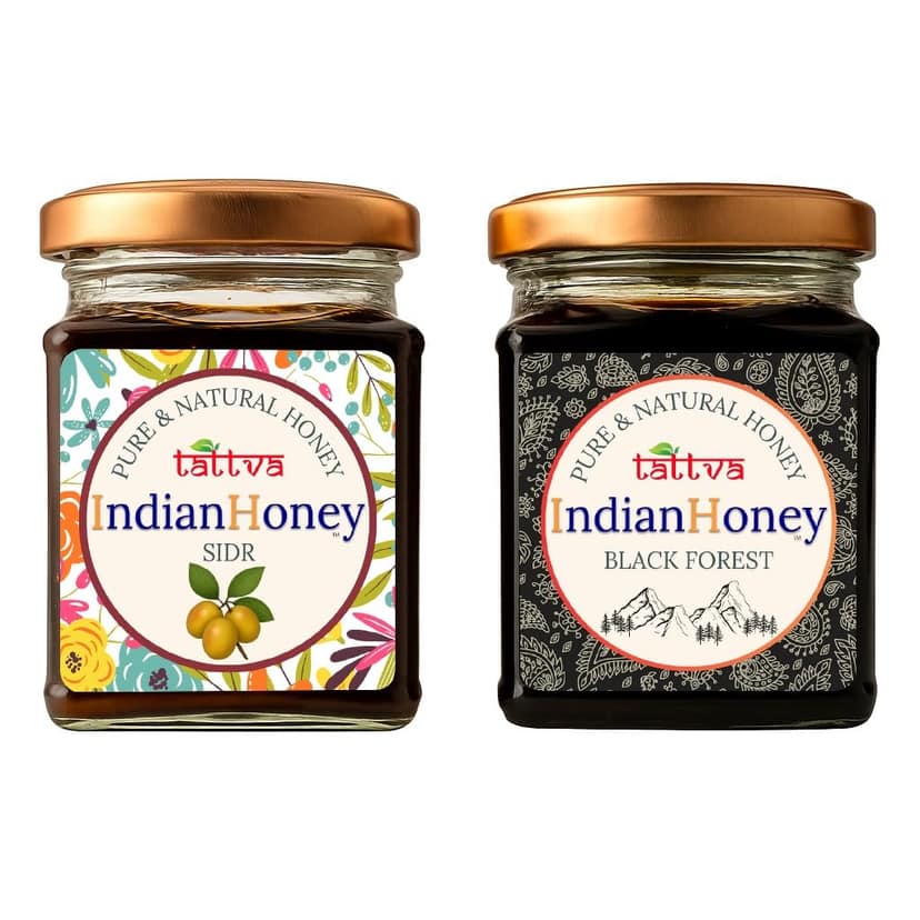 IndianHoney Black Forest (Honeydew) Honey & Premium & Highly Medicinal Sidr Honey Combo Pack (230gm & 230gm)
