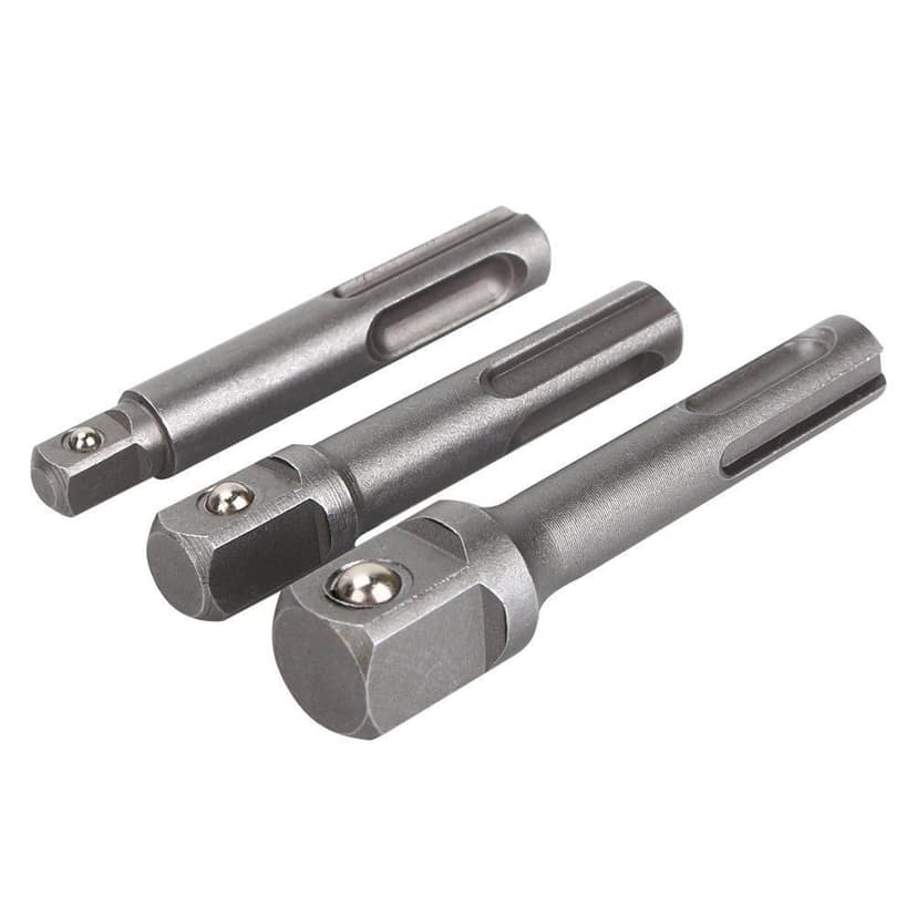 H9 3 Pcs 1/4" 3/8" 1/2" Socket Driver Adapter Drill Bit Adaptor Extra Long Adaptor For SDS Plus Hammer Drill view 2