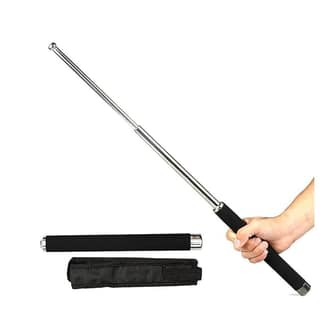 KKK Retailers Stainless Steel Self Defense Foldable Pointer and Safety Hiking Stick Compact Extendable Wand with Comfortable Grip and Nylon Bag Ideal for Car Office Indoor and Outdoor Use Sin