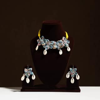 Multicolor - Fabart Phool Kali Shell Choker Necklace Set 03