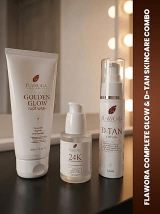Flawora Golden Glow Niacinamide Face Wash, D-Tan Lotion and 24k Golden Glow Face Serum