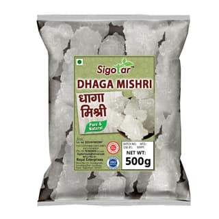 Dhaga Mishri 500gm, Pure White Unrefined Sugar Crystal Thread Mishri Natural Sweetner Dhaga Wali Mishri for Health, Kunja Mishri Dana for Pooja/Prasad