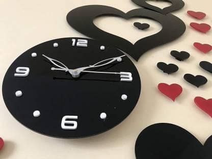 Analog 65 cm X 35 cm Wall Clock (Black, Red, Without Glass, Standard) view 2