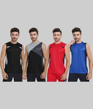 FTX Pack of 4 Polyester Gym Vest For Men ( Navy Blue )