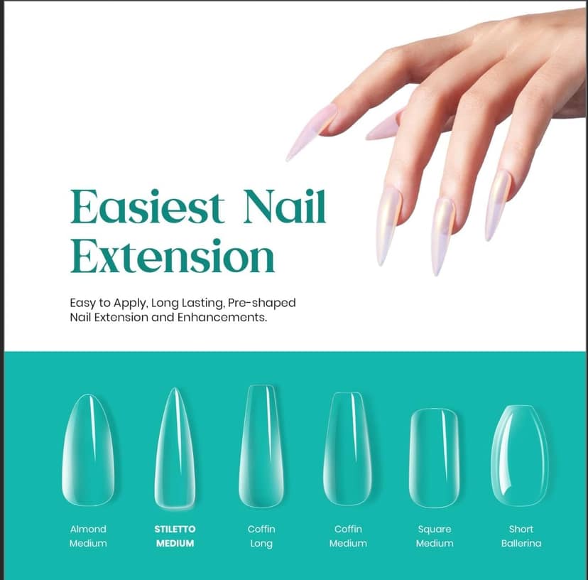 THR3E STROKES Soft Gel NailTips, Full Cover Clear Soft Nail Tips for Artificial False Nails Extension Nail Salons DIY NailArt with Box, 440PCS (LONG OVAL N8) THR3E STROKES Soft Gel NailTips, Full Cover Clear Soft Nail Tips for Artificial False Nails Exte view 2