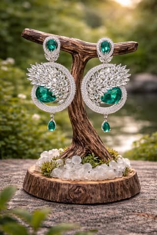 ✨Sea Green American Diamond Dangle Earrings for Women | Bridal, Wedding & Party Wear Statement Earrings ✨