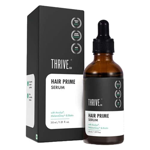 ThriveCo Anti Grey Hair Serum | Reverse Greying Hair & Beard | Advanced Clinically Proven Grey Hair Treatment | Hair Prime Serum with Arcedin + Arcolys + Biotin | Lightweight, Non Sticky | For Men & Women | 30ml ThriveCo Anti Grey Hair Serum | Reverse Gr view 2