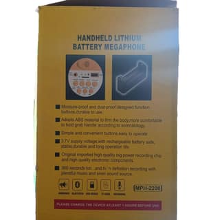 Yellow Megaphone with Charger, Dog Voice, 90-Watt Output, 360-Second Recording, USB Play, TF Card FM Mode, and Announcement Function