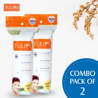 Tulips 50 Round Facial Cotton Pads in a Ziplock Bag (Pack of 2)