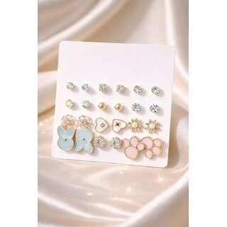 Haya Aura Korean 12 Pcs Stud Earrings Combo