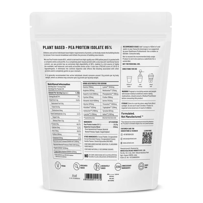 Unived Plant Protein for Athletes & Non-Athletes Chocolate view 2