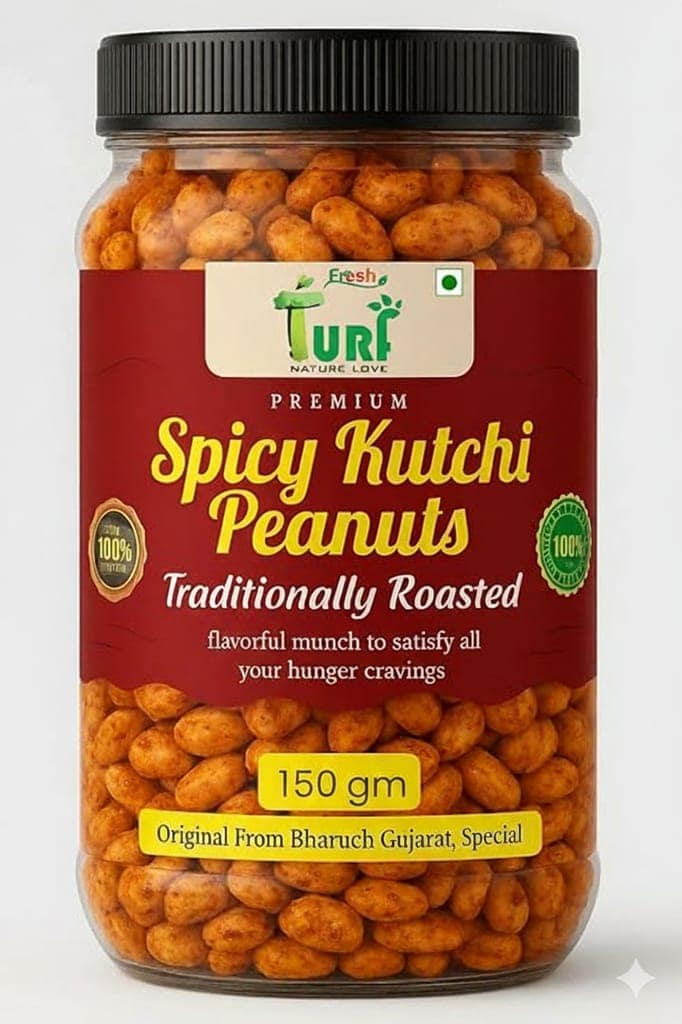 TURF FRESH - Spicy Kutchi Peanuts | Traditional Bharuch Roasted Sing Dana | Crunchy Masala Snack view 2