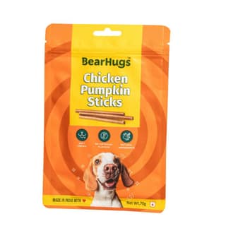 BearHugs Soft & Chewy Sticks with Real Chicken | Flavour for Dog and Puppies | All Life Stages (Pack of 1 Real Chicken and Pumpkin)