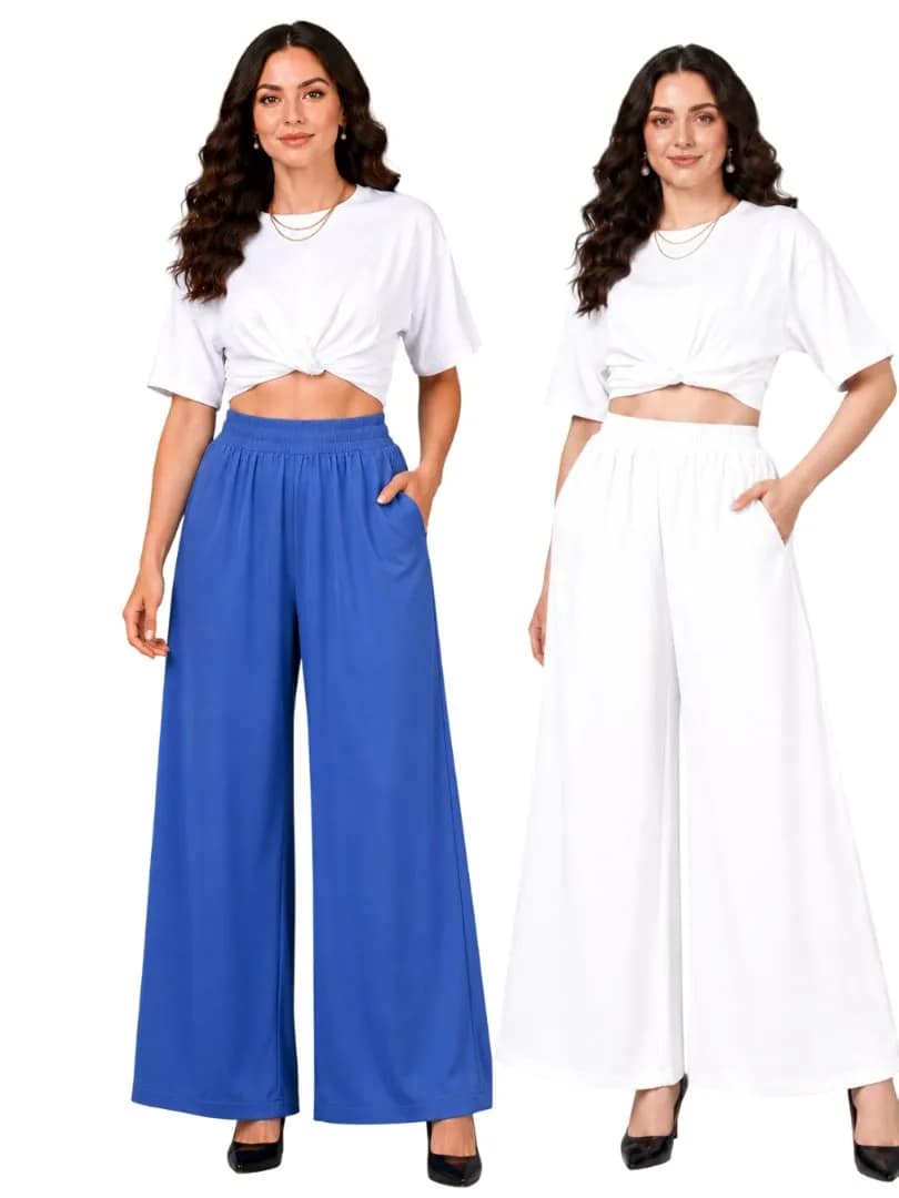 UneR Women's Rayon Palazzo Pants Combo Pack of 2