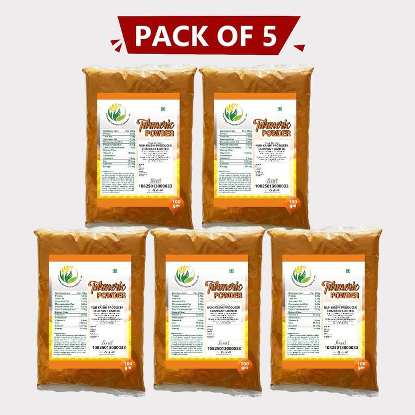 Turmeric Powder 500gm (5 x 100 gm) by Nuh Krishi Producer – Pure, Aromatic & Farm-Fresh Haldi. view 2