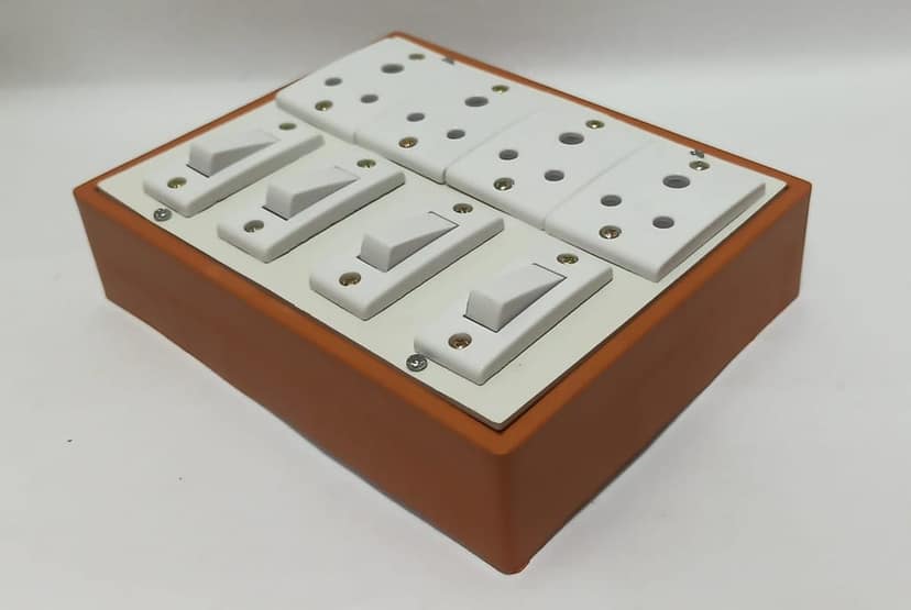 6A 4 Sockets (3 Pin Socket) & 4 Switch (Square) Extension Box with 6A Plug & 5m Wire view 2