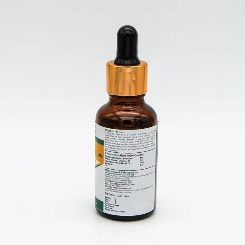 Herbal Strategi Cockroach Repellent Oil Gel 25 ML | Certified Ayurveda (AYUSH)| 100% Herbal Actives|Non-Toxic & Eco friendly, No side effects| view 2
