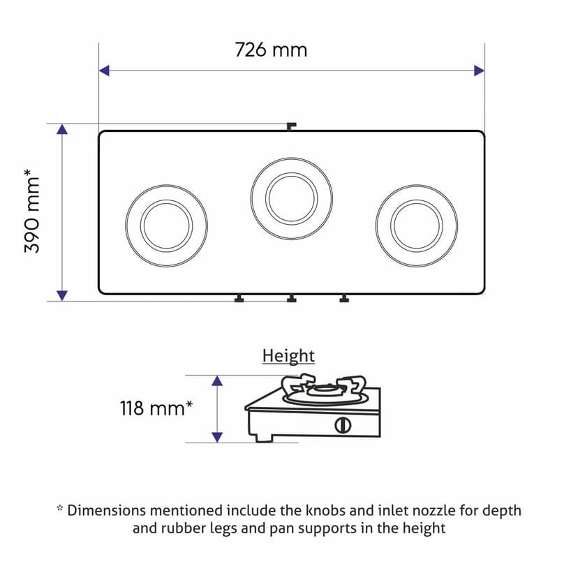 3 Burner Glass Gas Stove with Aluminium Alloy Burner (CT1033GTAL) view 2