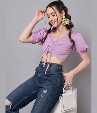 The Dry State Women's Cotton Crop Top ( Purple )