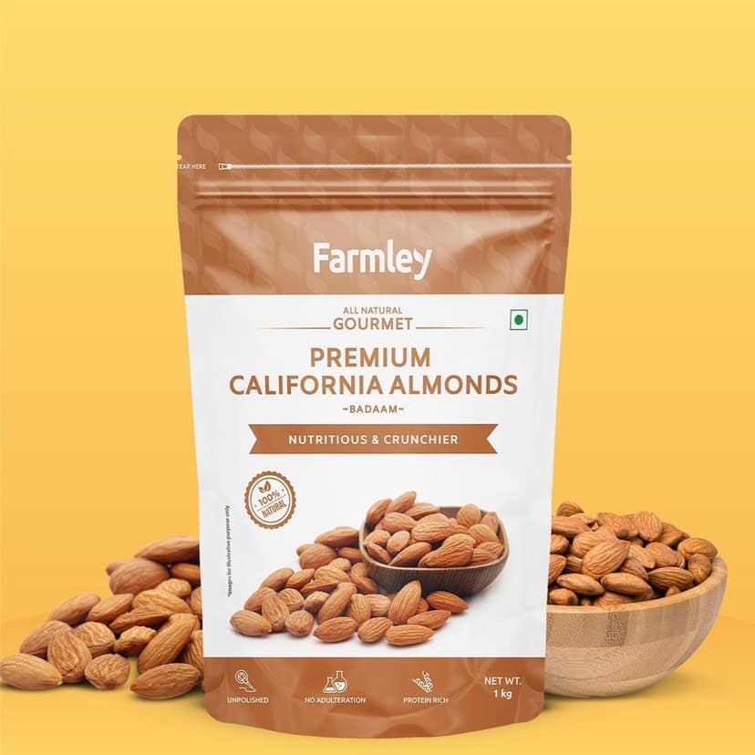 Farmley Premium Dry Fruits Combo Pack Almond 1 Kg & Cashew 1 Kg Total 2 Kg | Sources of Protein And Fiber Almond Cashew Combo view 2
