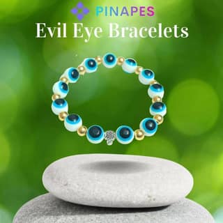Pinapes Sky Blue Evil Eye Bracelets Adjustable Thread Bracelets for Couples - Pack of 2