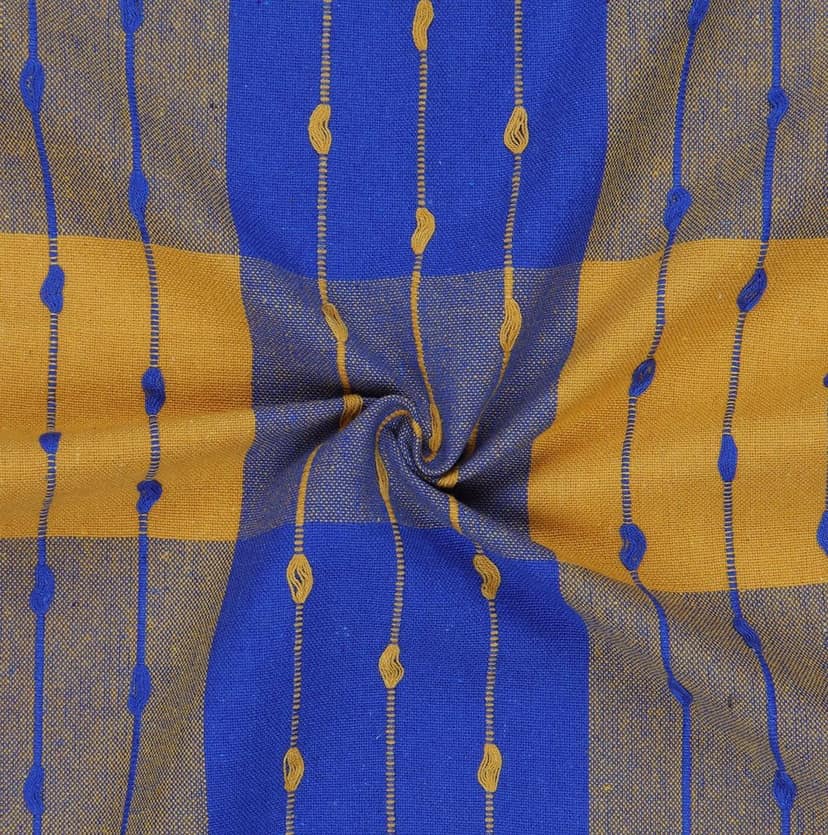 AIRWILL, Cotton Checkered Pattern Long Door - 4x9ft Curtains - (Pack of 1 pc) - Blue, Yellow view 2