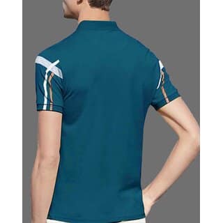 AUSK Mens Casual Striped Cotton Blend Beige & Teal Blue Summer wear Co-ords set of T-Shirt & Trakpant view 2