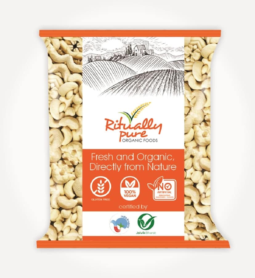 Ritually Pure 100% Organic | Natural & Organic Dry Fruits | Kaju (Cashew) | 500 Gm Pack