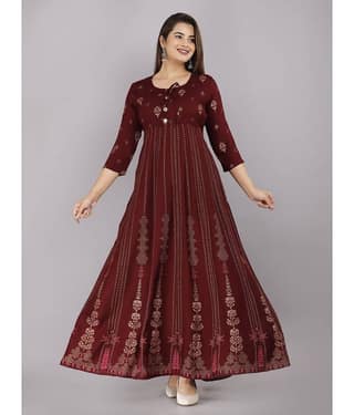 AVEITH - Wine Rayon Women's Anarkali Kurti ( Pack of 1 )