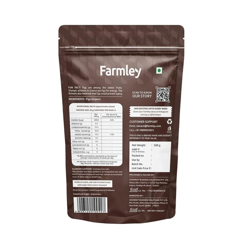Farmley Premium Afghani Dried Anjeer - 200g Rich Source of Vitamins Dietary Fiber Figs Dry Fruits view 2