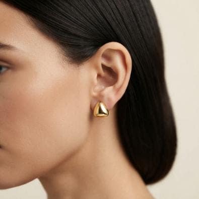 Gold Dome Teardrop Studs | Gold-Tone Anti-Tarnish Imitation Jewellery view 2