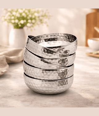 Visaxmi 6 Pcs Stainless Steel Silver Half Plate