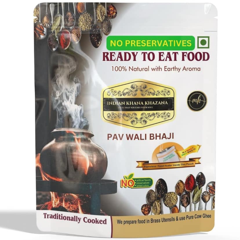 Pav Wali Bhaji 300gm | No Added Preservative and Colours| Serve Hot Anytime Anywhere with our Flameless Food Heater inside the Pack | Indian Tasty Flavour Ready to Eat Food Pav Wali Bhaji view 2