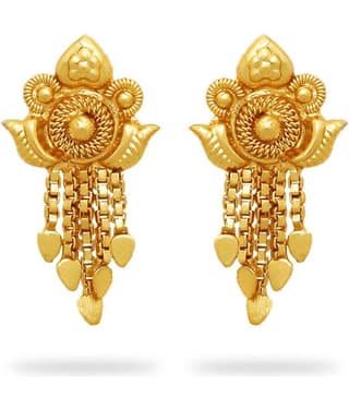 LUV FASHION Golden Chandbalis Earrings ( Pack of 1 )