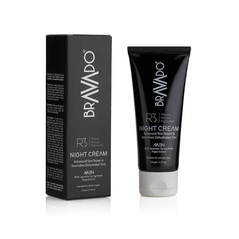 BRAVADO R3 Night Cream - Replenish Tired Skin | Reduces Fine Lines, Wrinkles, Dark Spots & Pores | Improves Skin Firmness | Anti-Ageing Night Cream | For Men & Women | Moisturizing Face Cream - 50g