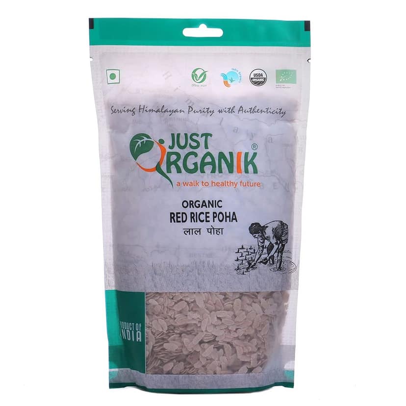 Just Organik Red Rice Poha 2 Kg,(4 x500 g), 100% Organic view 2