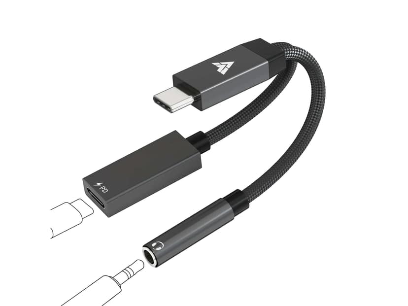 Dr Vaku ProCoder 2-in-1 Type-C to 3.5mm Jack + USB-C Charging & Digital Audio 24-bit DAC Adapter, 3.5mm Connector Aux Cable for Headphones & Earphones, Compatible with Samsung, OnePlus, iPhone & Other Phones - Black