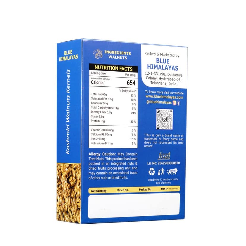 "Blue Himalayas Organic Kashmiri Walnut Kernels 500gm - 100% Organic Unpolished" view 2