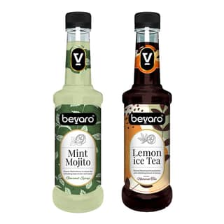BEVARO Lemon Ice Tea Syrup and Mint Mojito Syrup Combo, 300ml each Lemon Ice Tea + Mint Mojito (600 ml, Pack of 2)