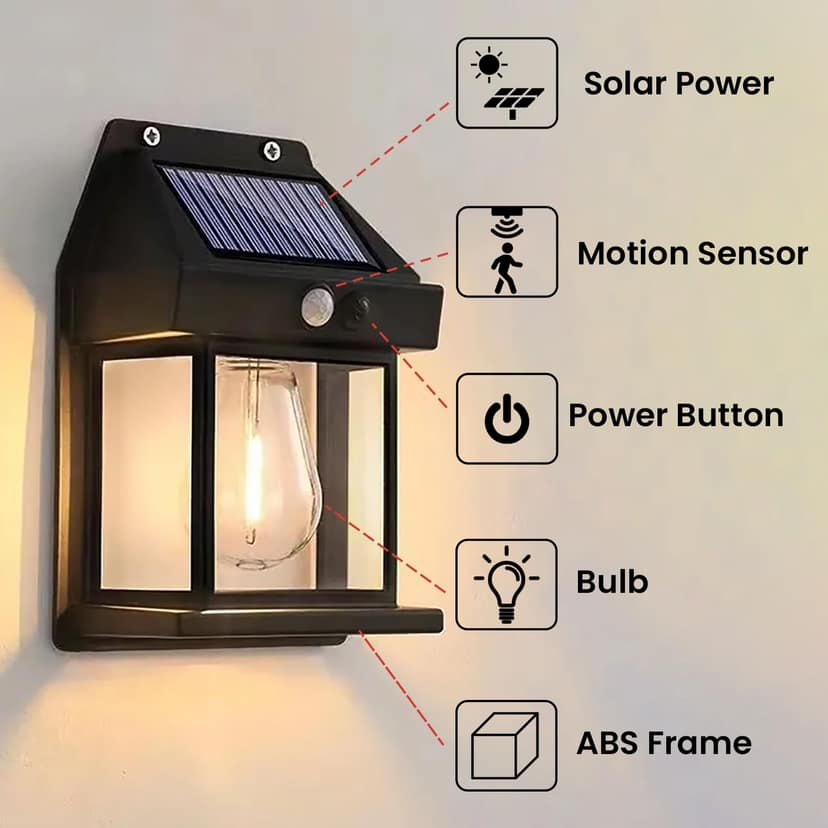 KKK Retailers Solar Wall Light Motion Sensor Waterproof Outdoor Lamp Pack of 1 view 2