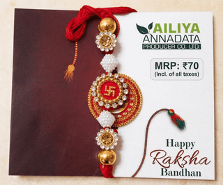 Traditional Swastika and Pearl Rakhi Thread