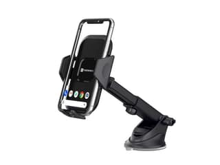 Portronics Clamp M Car Mobile Holder with 360 Rotational, Strong Suction Cup, One Click Release Button Compatible with 4 to 6 inch Devices