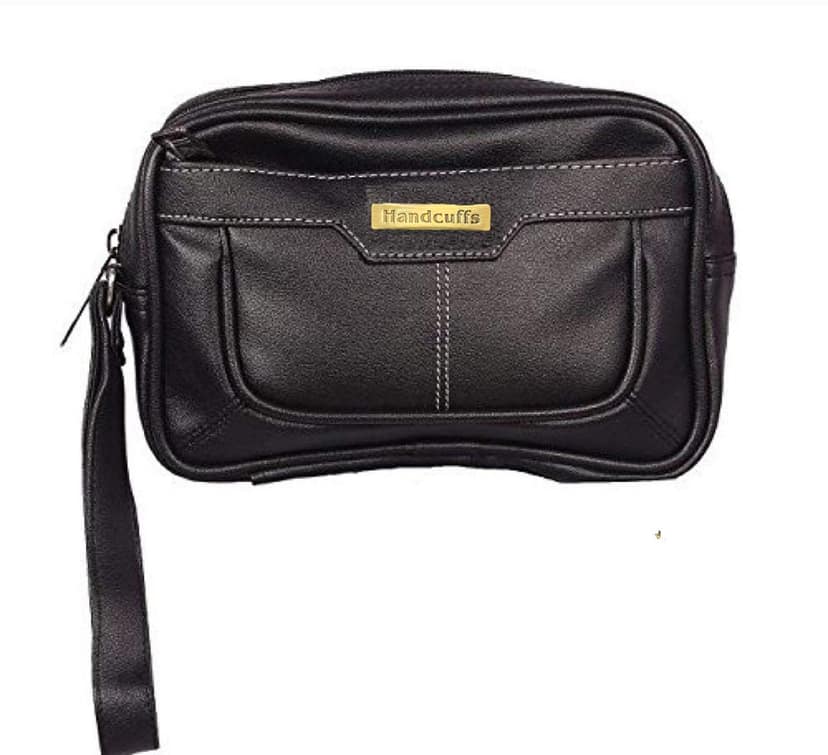 Handcuffs Toiletry Bag for Men | Travel Essentials Kit | Grooming Handbag | Toiletries Shaving Kit | Cosmetics Accessories Pouch | Multipurpose Organizer Bag for Daily Use (Black) Handcuffs Toiletry Bag for Men | Travel Essentials Kit | Grooming Handbag view 2