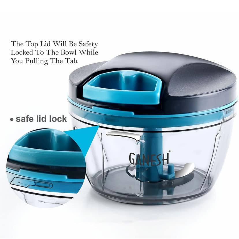 Wonder Chopper 470ml Manual Hand Pull Food Chopper (Grey) | Vegetable Cutter for Onion, Nuts & Herbs | BPA Free Kitchen Tool