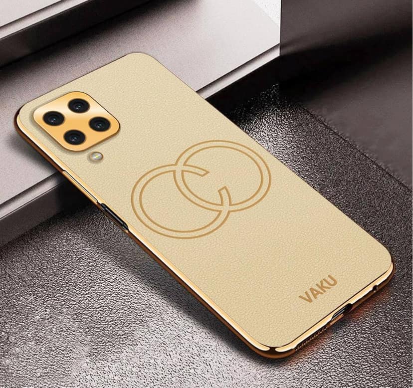 Vaku Luxos Skylar Back Cover for Samsung Galaxy M33 5G with Leather Pattern Gold Electroplated Soft TPU Cover Shockproof Protective Case - Gold view 2