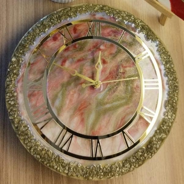 VKR Trading Handmade Luxury Resin Wall Clock Orange Round 16 Inch with Roman Letters