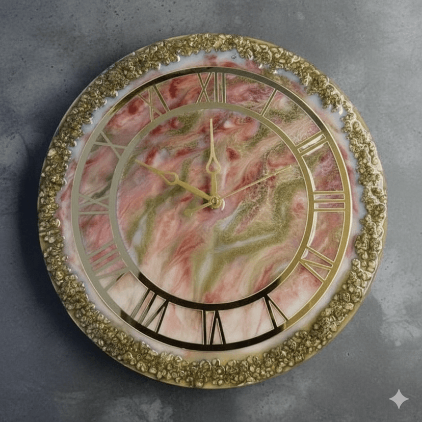 VKR Trading Handmade Luxury Resin Wall Clock Orange Round 16 Inch with Roman Letters view 2
