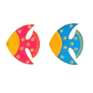 DECOREER Fish Wooden Fridge Magnet Set of 2
