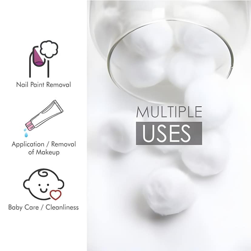 50 Round Facial Cotton Pads in a Ziplock Bag (Pack of 1); Made from 100% Pure Soft Cotton, Best for Applying & Removing Makeup, safe for sensitive Skin view 2